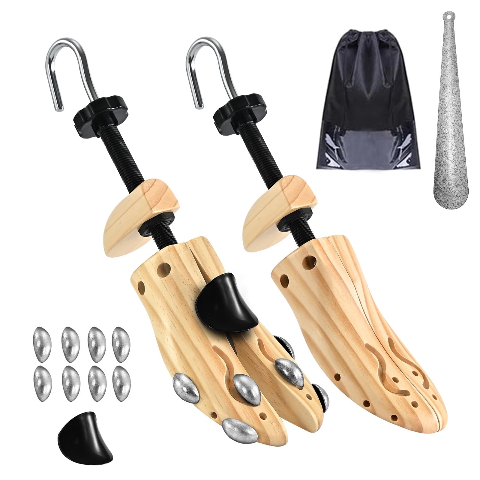 Gobiteli Wooden Shoe Stretcher, Pair of 4-Way Widener Expander Shoe Tree Stretcher for Men (L for Men's Size US 10-14)