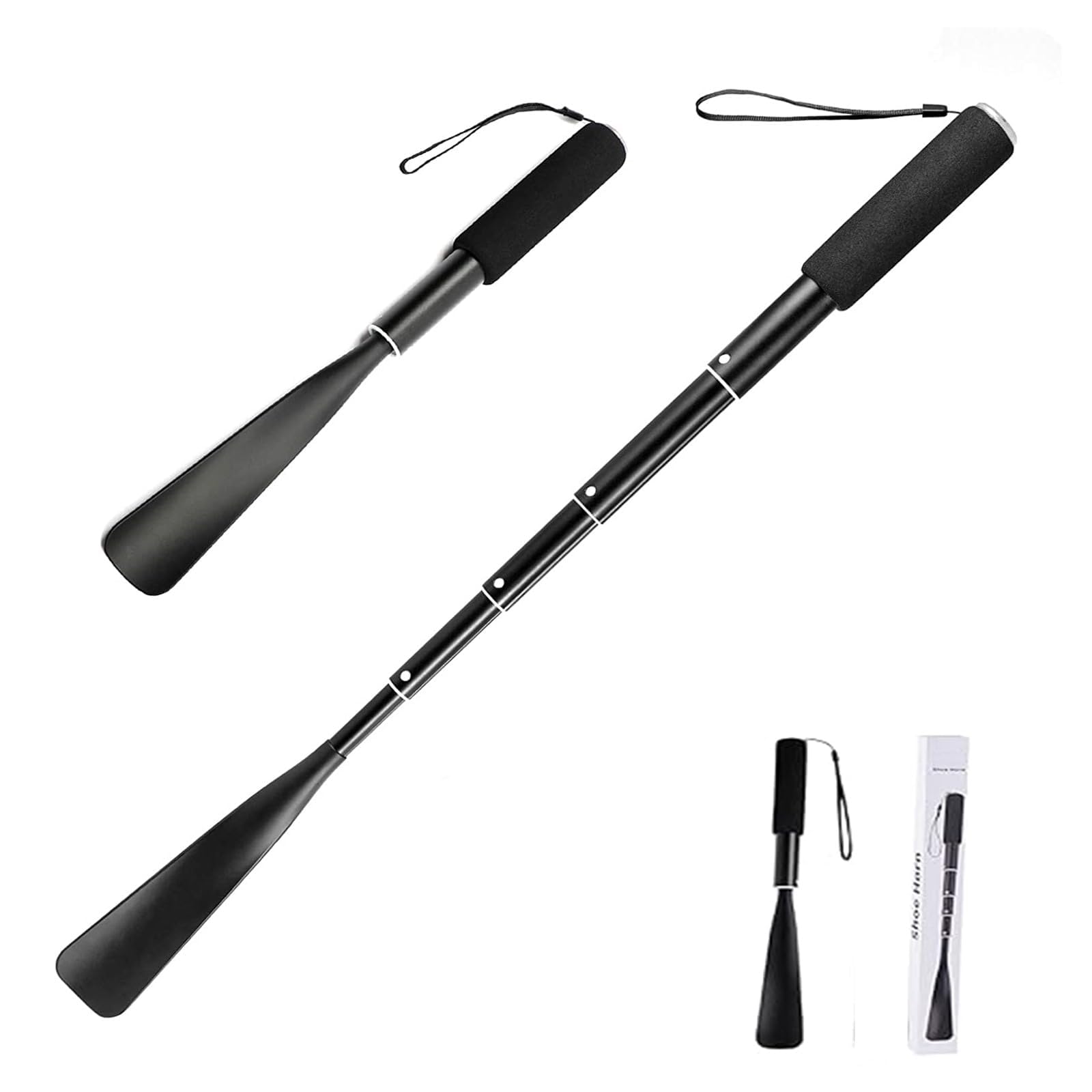 Gobiteli Shoe Horn,14.5"-37" Retractable Long Handle Aluminum Shoe Horn For Men,Women,Kids, Seniors